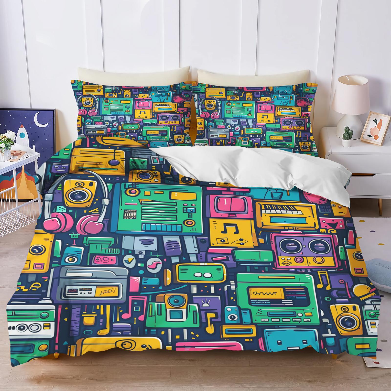 

Bedding Set Robot For Children Boys Comforter Sets Home Twin 3-Piece Set 1 Quilt Cover Luxury 100% Polyester Modern Printed 90X200cm