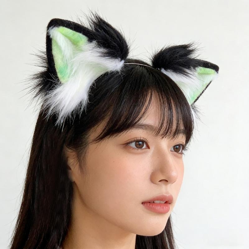 Realistic Kitten Ears Hairband Furry Headbands Plush for Coser Role Play and Photography Props