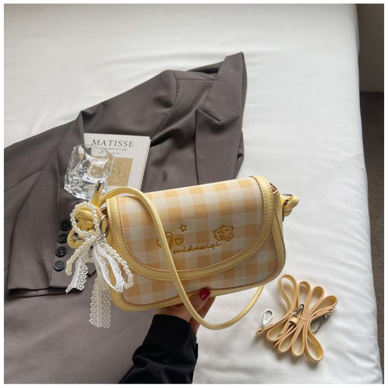 Uma Bolsa de Ombro Pequena Xadrez Elegante, Uma Bolsa Transversal Versátil Elegante para o Dia a Dia