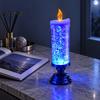 Flameless Candle Lantern Christmas LED Lamp, Glimmering Glitter Glow with Sparkling Room Ornament Simulated Flame, Holiday Tabletop Decoration