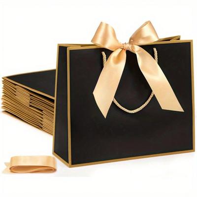 10 buc Pungi cu Mânere 12,6 X 9,84 X 4,33'' Pungi Elegante pentru Cadouri cu Panglică cu Fundă pentru Nuntă Toamnă Ziua Recunoștinței