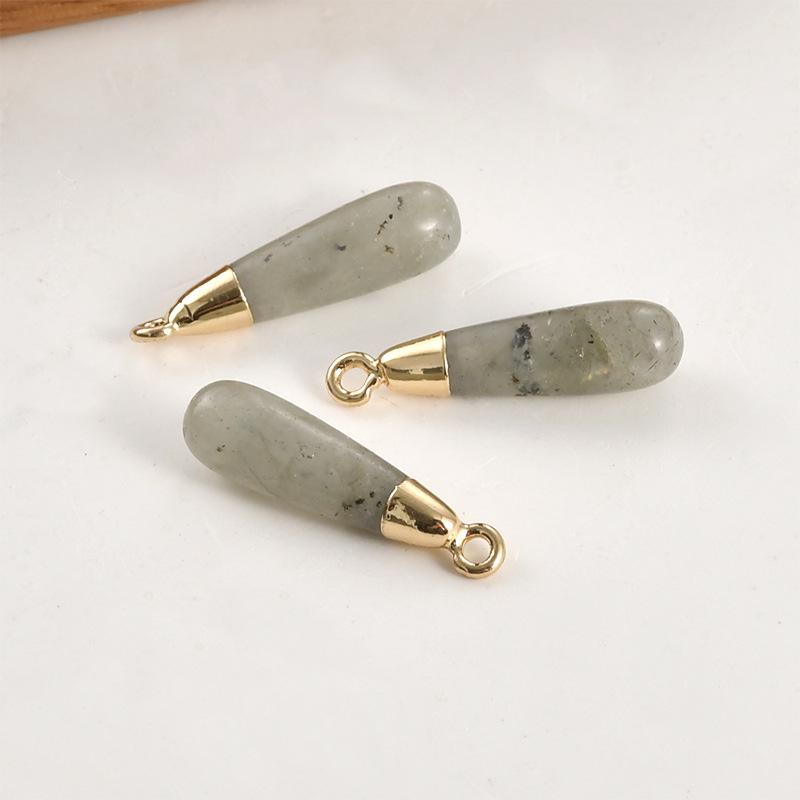 Gold-Plated Amethyst Rose Quartz Tiger's Eye Teardrop Pendant Earrings Necklace Accessory