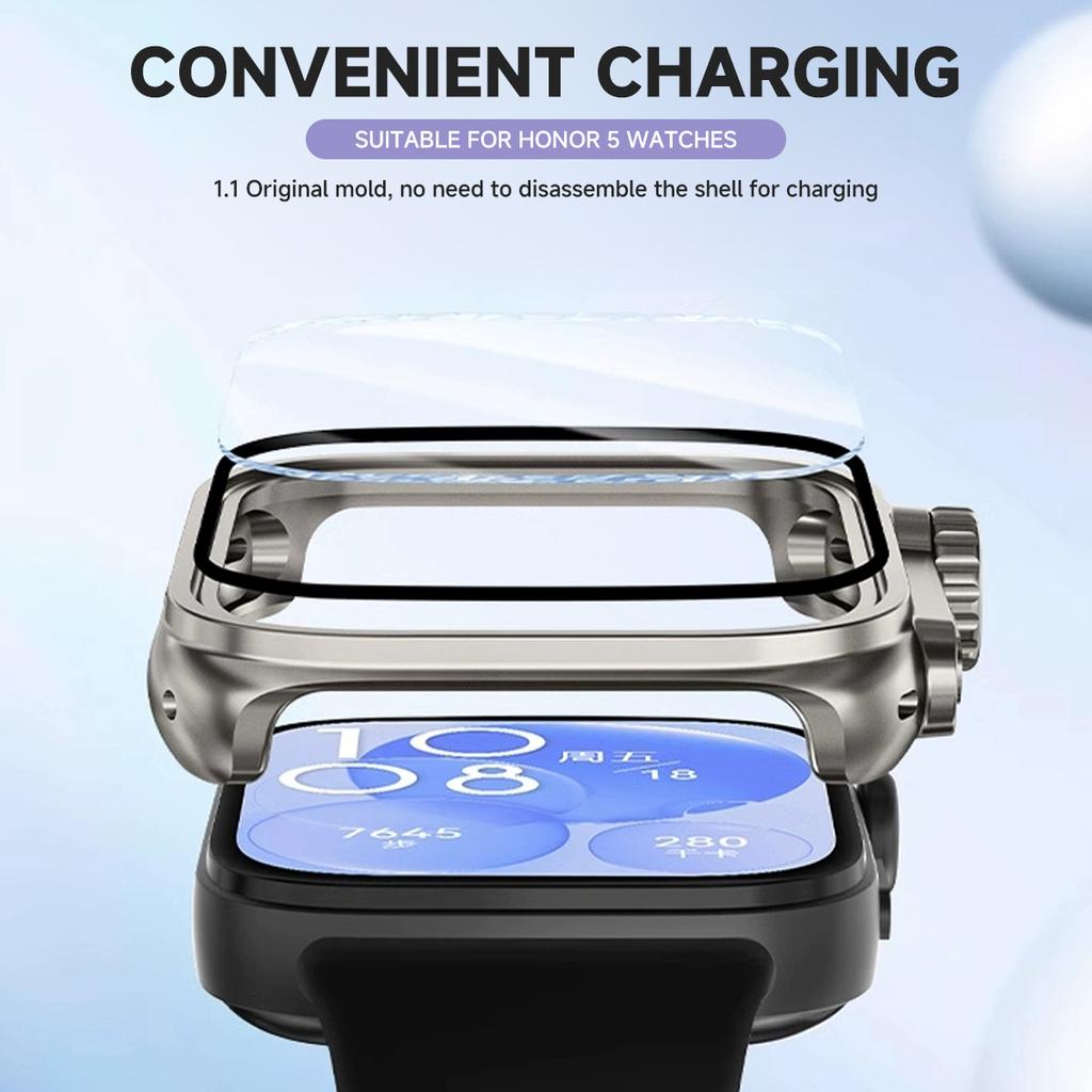 PC+Tempered Glass Case for Honor Watch 5 Smart Watch Strap Protective Cover Bumper Honor Watch5 Screen Protector Accessories