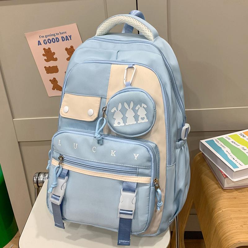 Children's School Bag Elementary School Students Girls Junior High School Students Contrast Color Backpack