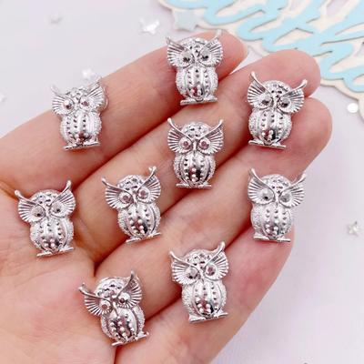 20pcs Resin Silvery Mini Owl Nail Art Flatback Rhinestone Scrapbook Wedding Applique DIY Decor Crafts Jewelry Making