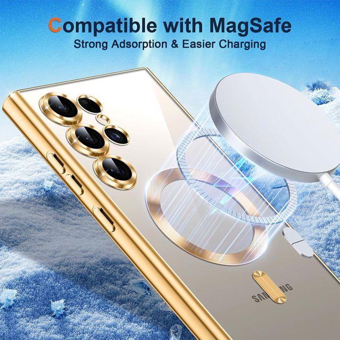 Case for Samsung Galaxy S25 Ultra, Silicone with Magnetic Circle Camera Film - Gold - BOOLING®