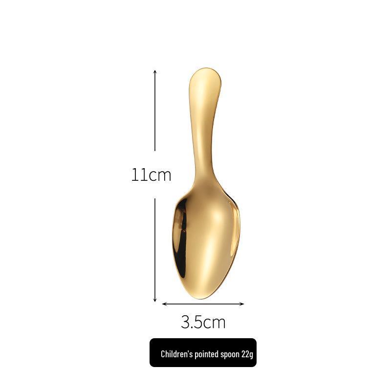 304 Stainless Steel Mini Spoon: Small Children's Ice Cream, Dessert, Short Handle Tea Spoon with Square and Pointed Heads.
