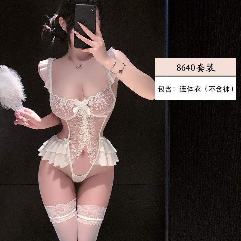 Yiyue original erotic underwear sexy suspender water-soluble embroidered onesie women's pure desire to flirt uniform pajamas 8110