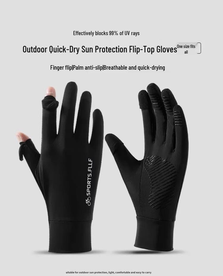 Gants Homme Sans Doigts Protection UV pour Conduite et Cyclisme - Soie Glacée, Style Fin d'Été.