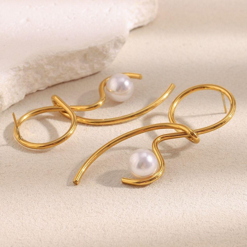 Waterproof Imitation Pearl Earrings Stainless Steel Statement Earrings  Women's Jewelry