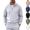 Giacca Cardigan da Uomo Casual in Maglia a Manica Lunga con Zip, Collo Alto e Tasche Applicate