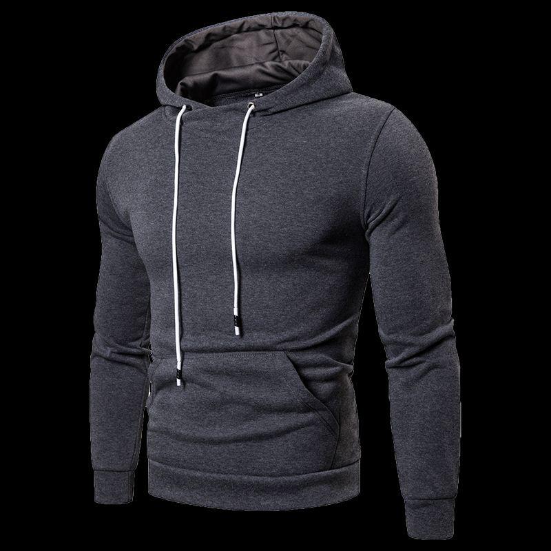 2025 Men's Trendy Solid Color Hooded Sweatshirt - Autumn/Winter Versatile Casual Pullover