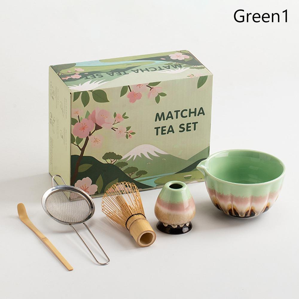 Ceramic Bamboo Japanese Matcha Tea Set Matcha Whisk Holder Reusable Matcha Making Kit Matcha Bowl Matcha Whisk Set Tea Lovers