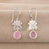 Růžový chalcedon Drahokam 925 Sterlingového Stříbra Šperky Ručně vyráběné Háčkované Náušnice 1,84" K Narozeninovému Dárku CE-23-14