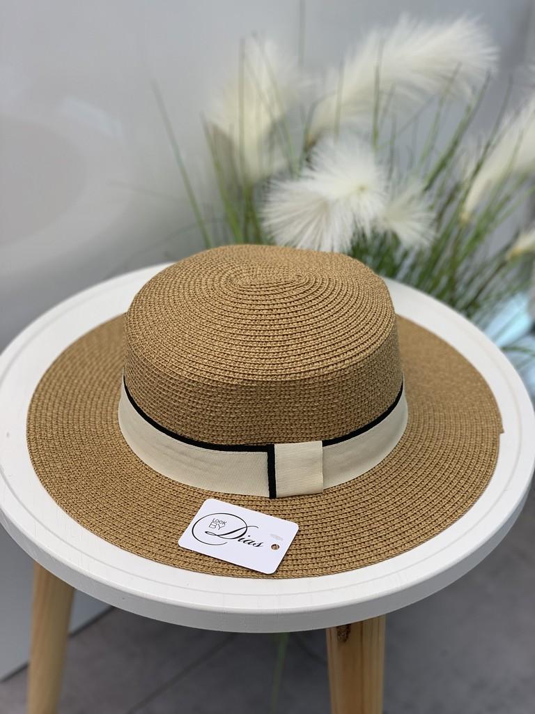 

Шляпа паперова лоза бантик бежевий