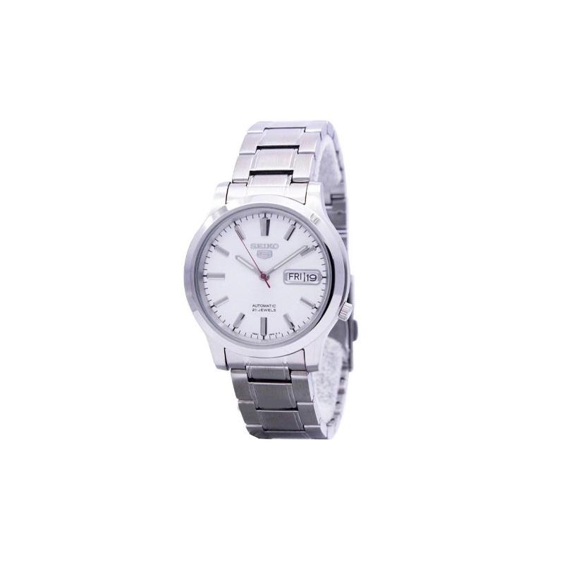 SEIKO No. 5 series waterproof date display see-through bottom cover Automatic Steel Strap men s watch white dial SNK789k1 серебряный