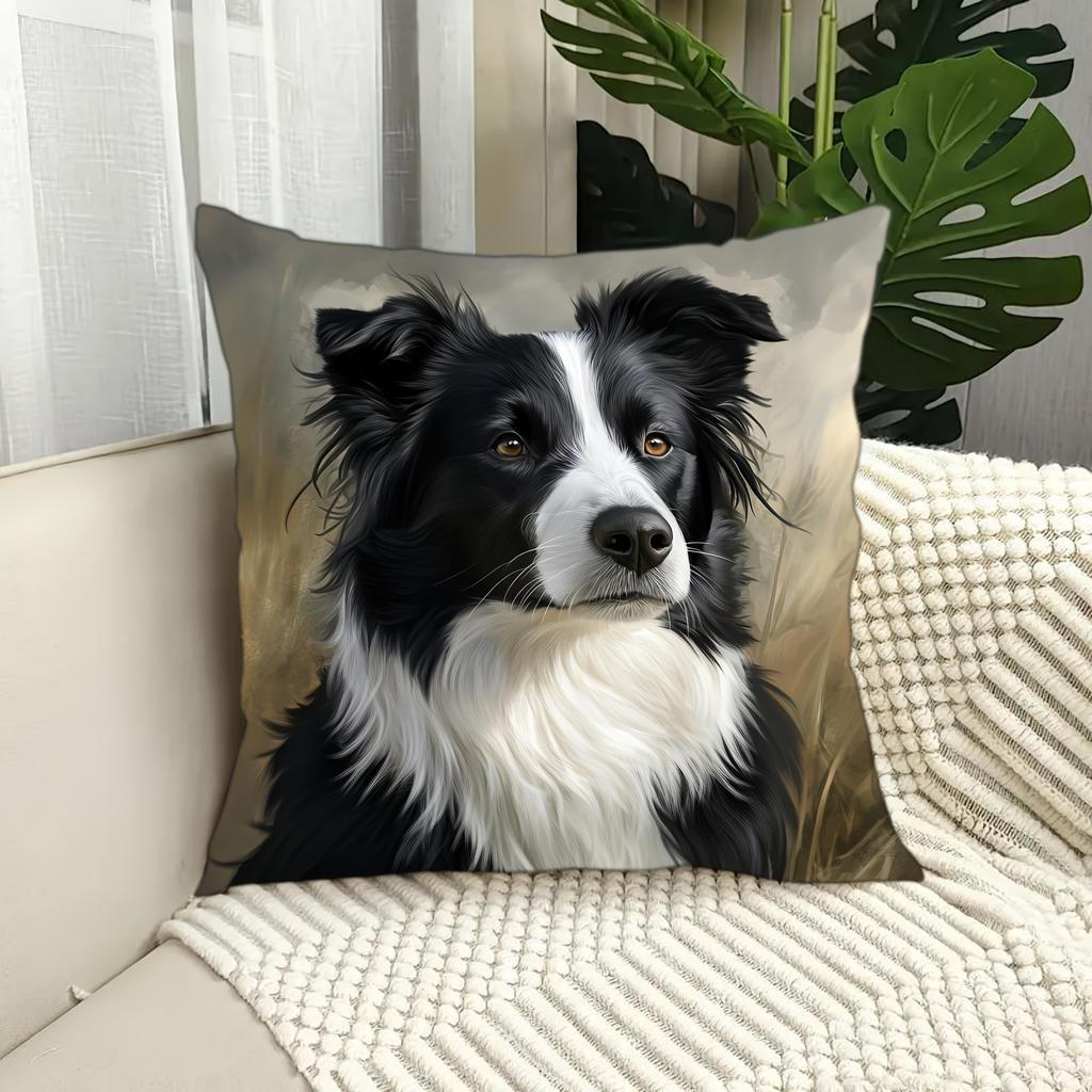 1 Stück Border Collie Kissenbezüge Schlafzimmer Sofa Quadratischer Kissenbezug Wohnzimmer Stuhl Kissenbezüge Innen Hausdekoration Geschenk