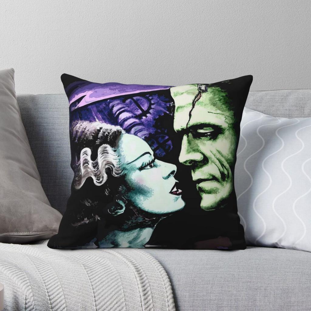 Bride Of Frankenstein Monsters In Love Square Pillowcase Polyester Linen Velvet Pattern Pillow Case Seater Cushion Cover 45x45