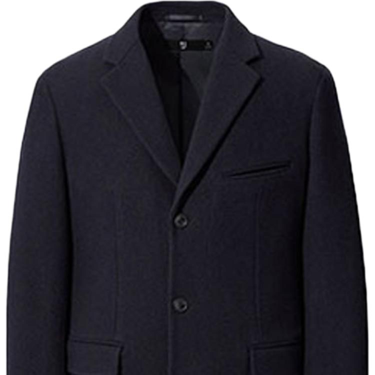 Uniqlo Jil Sander + J Collaboration Series Single-Breasted Mid-Length Wool Blend Suit Coat Men Coats Navy 432642-69
