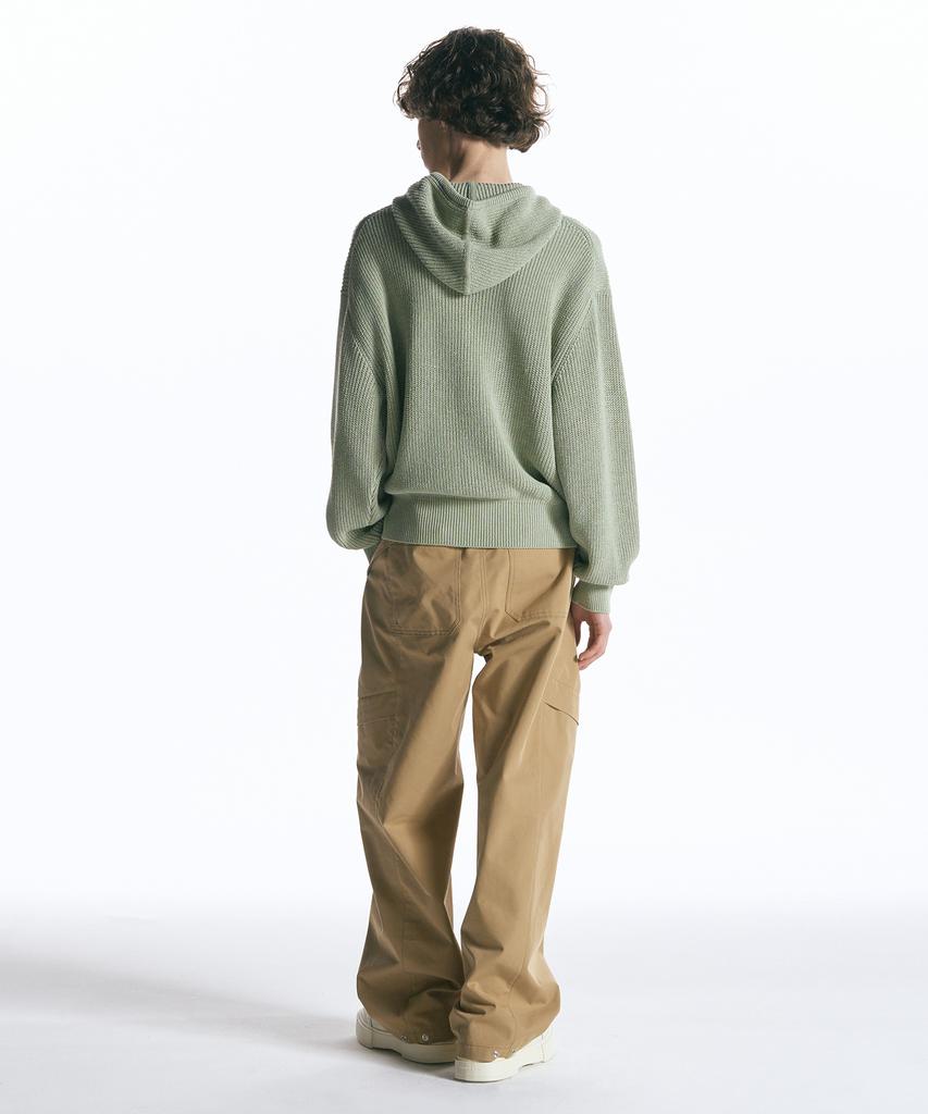 INSILENCE Linen Cotton Knit Hoodie Dusty Green