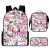 Unicorn Backpack for Kids School Bag Set 3-Piece with Pencil Case Shoulder Bag, Cartoon Anime Backpack for Boys Girls Students