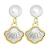 Shell Pearl Earrings for Women Unique Design Small Stud Earrings French Style Shell Pendant Dangle Earrings Lightweight