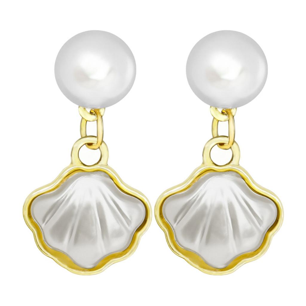 Shell Pearl Earrings for Women Unique Design Small Stud Earrings French Style Shell Pendant Dangle Earrings Lightweight