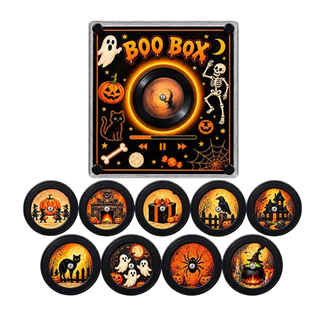 Halloween Rotating Music Box Refrigerator with Glowing Light for Fridge Decor