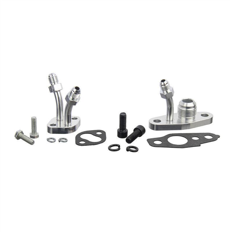 Turbo Oil & Water Flange Kit Feed 4AN /Return 10AN For TOYOTA CT9 CT12 CT20 CT26 серебряный