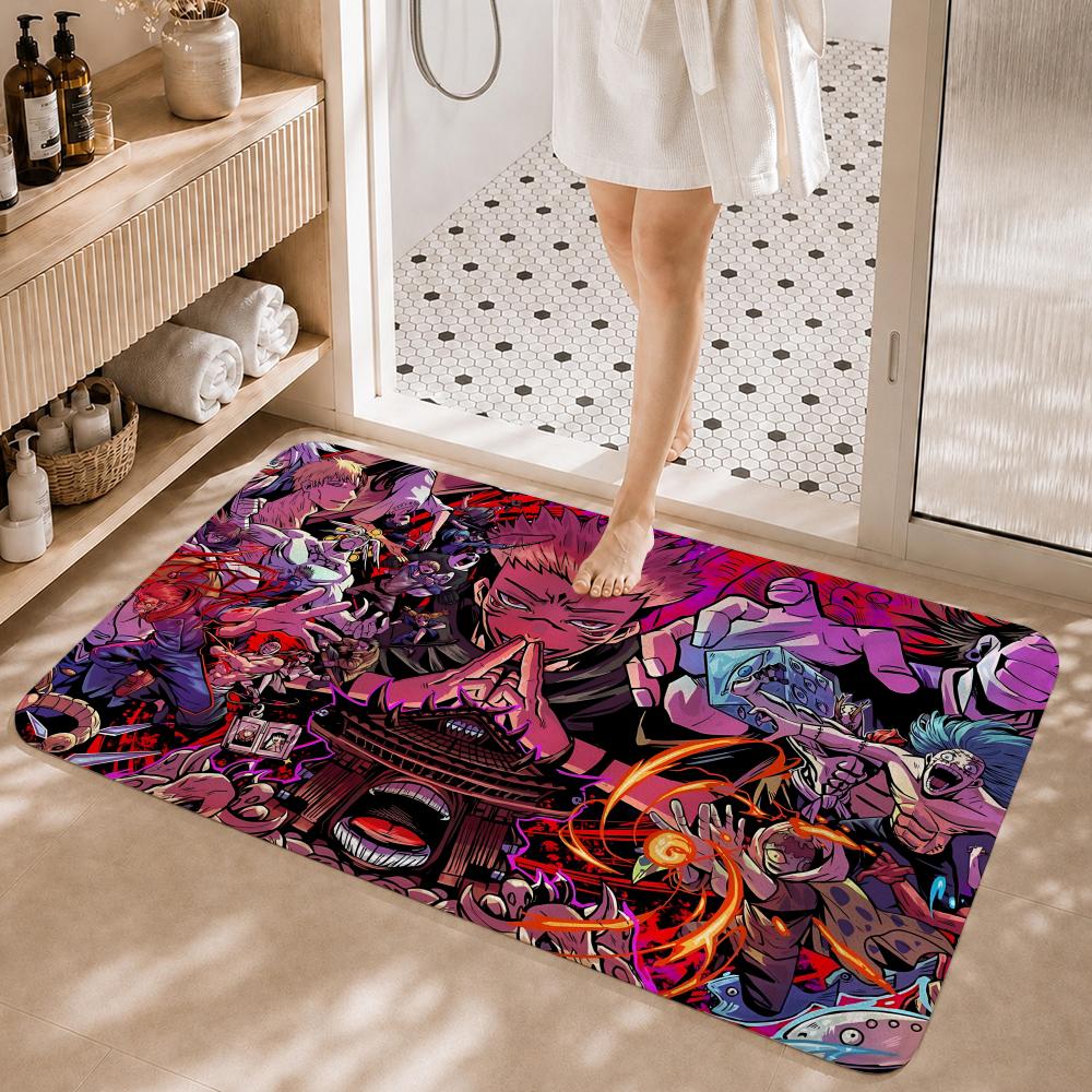 Dark Fantasy Anime J-Jujutsu KaisenS Floor Mat Non-Slip Absorbent Floor Mat Decorative Rug for Home Bathroom Bedroom Entryway