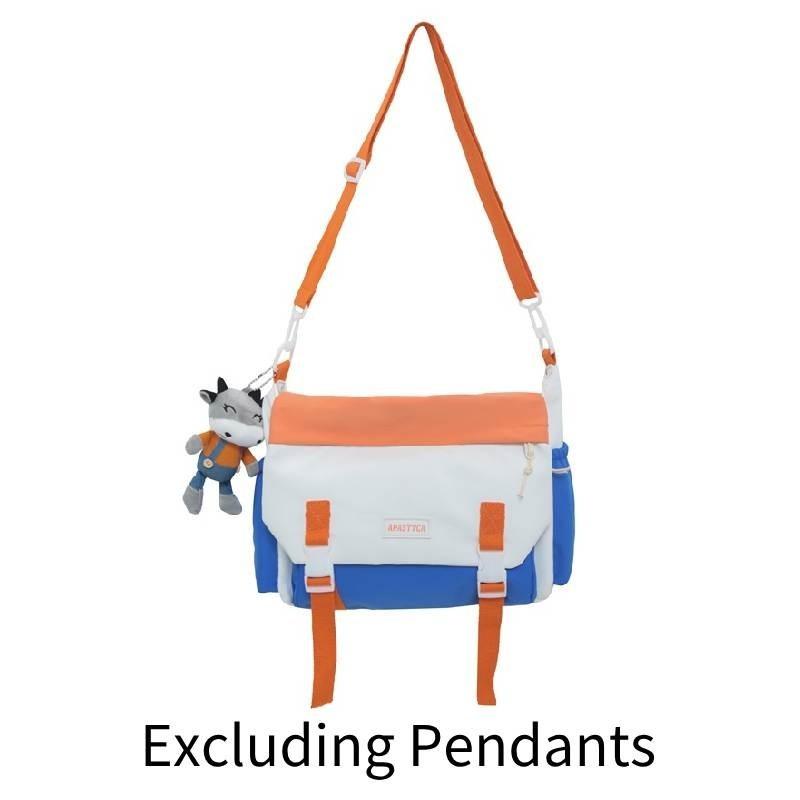 Large Capacity Canvas Single Shoulder Bag Urban Simple Style Soft With Car Stitching Trendy Crossbody Bag