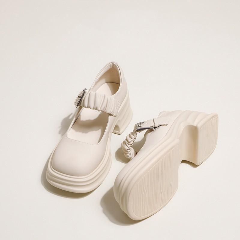 

Thick heel thick sole heightened white Mary Jane small leather shoes children s 2025 spring and summer new shallow jk single shoes small man 40
