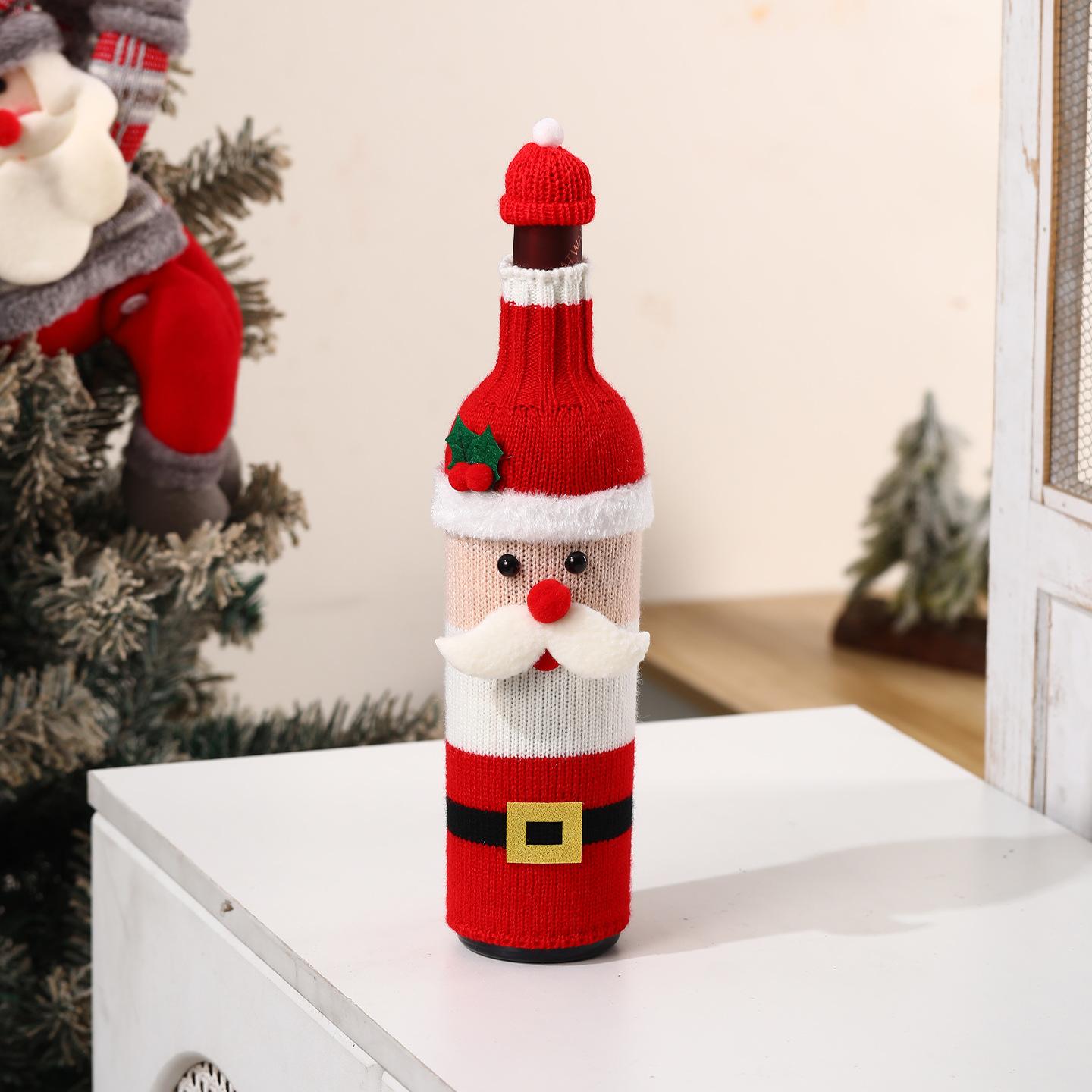 

Рождественские украшения набор красного вина и шампанского мультяшный вязаный набор для винных бутылок оформление сцены для атмосферы отеля и ресторана