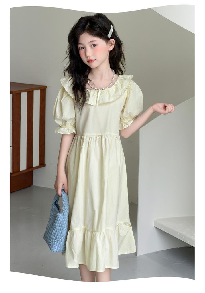 Girls' Summer Dress 2026 New Fashionable Summer Dress Doll Collar Princess Dress Junior High School Girls Fashion Dress