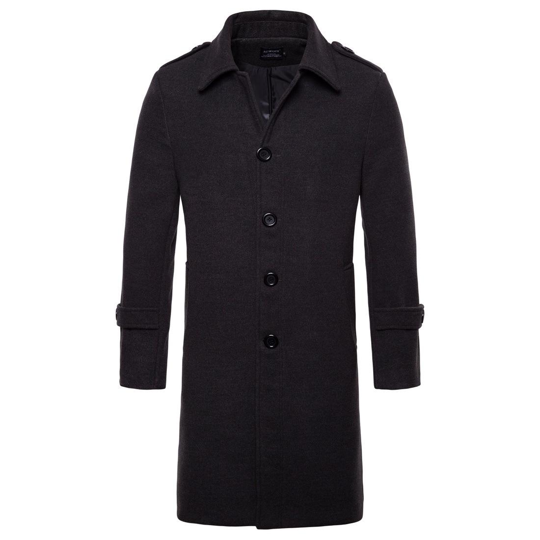 

Мужские длинные куртки осень-зима однобортный однотонный шерстяной тренч длинный повседневный пиджак ветровка теплое пальто XXL темно-серого