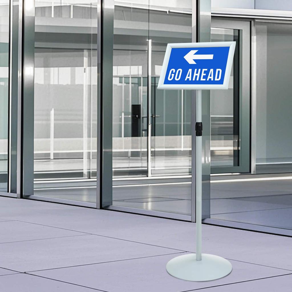 Podium Poster Stand Silver 33 X 33 X 123 Cm PVC and Steel