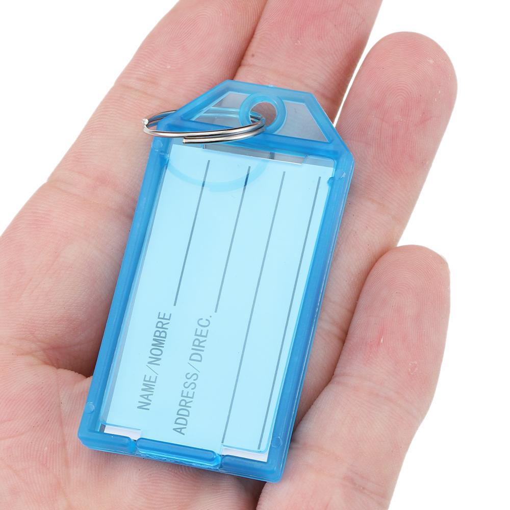 10pcs Plastic Key Tags With Flap Label Window Strong Split Ring For Diy Id Keychain Luggage Backpack Car Keys Identification Tag
