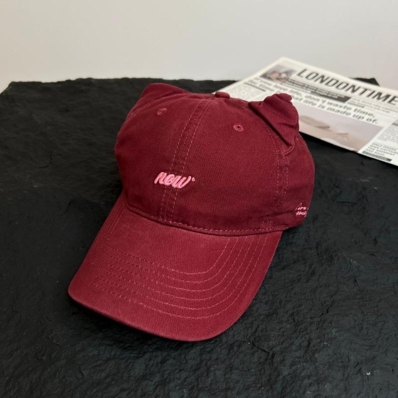 Cute Cartoon Cat Ears Letter Embroidery Baseball Cap Women's Casual Versatile Fashion Face Little Peaked Cap