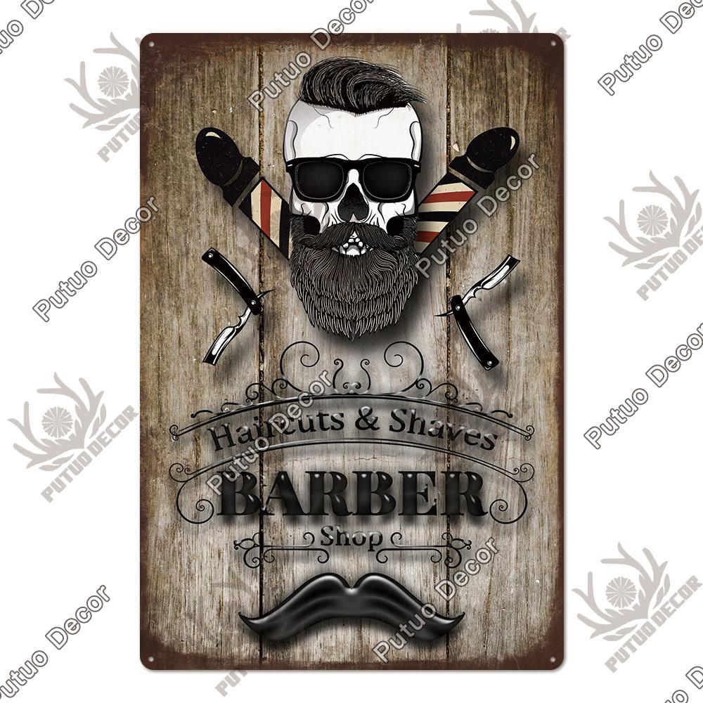 Decor Barber Tin Sign Plaque Metal Plate Vintage Retro Barber Shop Wall Art Posters Iron Painting for Room House Stickers