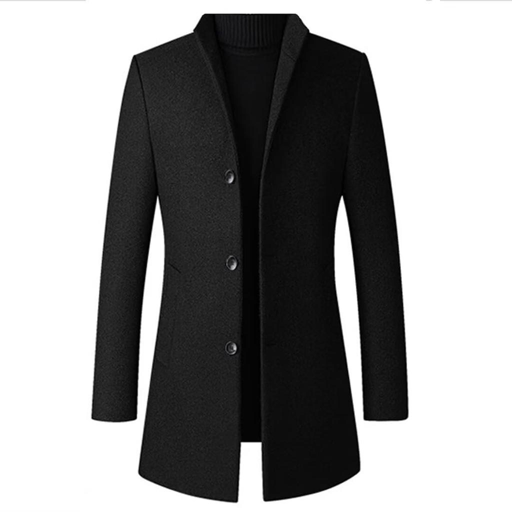 Kayiyasu Chesterfield Long Trench Business Wool Winter Cold Solid Plus Men's Coat, Jacket, Coat, Coat, Outerwear, Coat, Coat, Wear, Protection, Color,