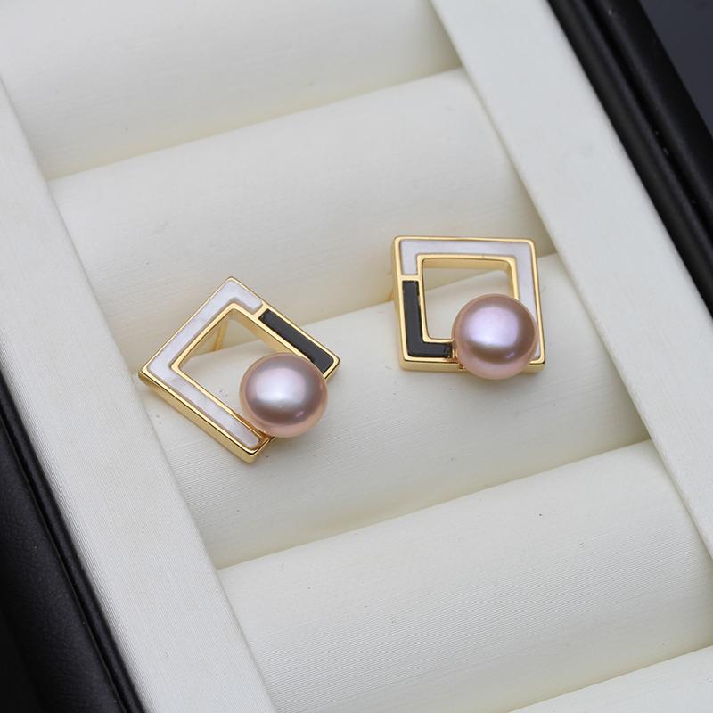 

Trend Natural Freshwater 925 Silver Stud Earrings With Pearls Woman,Bridal White Pearl Earrings Mother Wife Birthday Gift Black