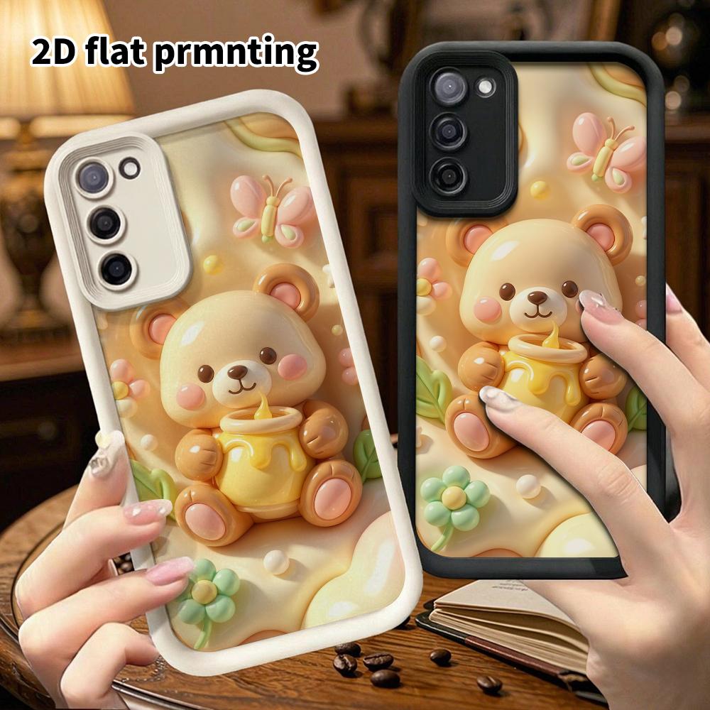 Phone case: 2D flat, suitable for Samsung Galaxy A34 A35 M05 M06 S20 S22 S21 FE Plus 5G protective case, honey little bear, perfect Christmas and Hall