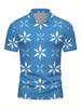 Men's Short-Sleeve Polo Shirt with Lapel Collar & Button Placket - Full-Body Christmas Print Button-Front Suitable for Dates, Beach Vacations, Machine