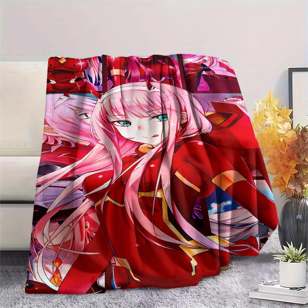 1PC DARLING In the FRANXX Zero Two Print Flannel Blanket, High Quality All Seasons, Home Decor, Warmth and Comfort, Perfect for Christmas Gifts