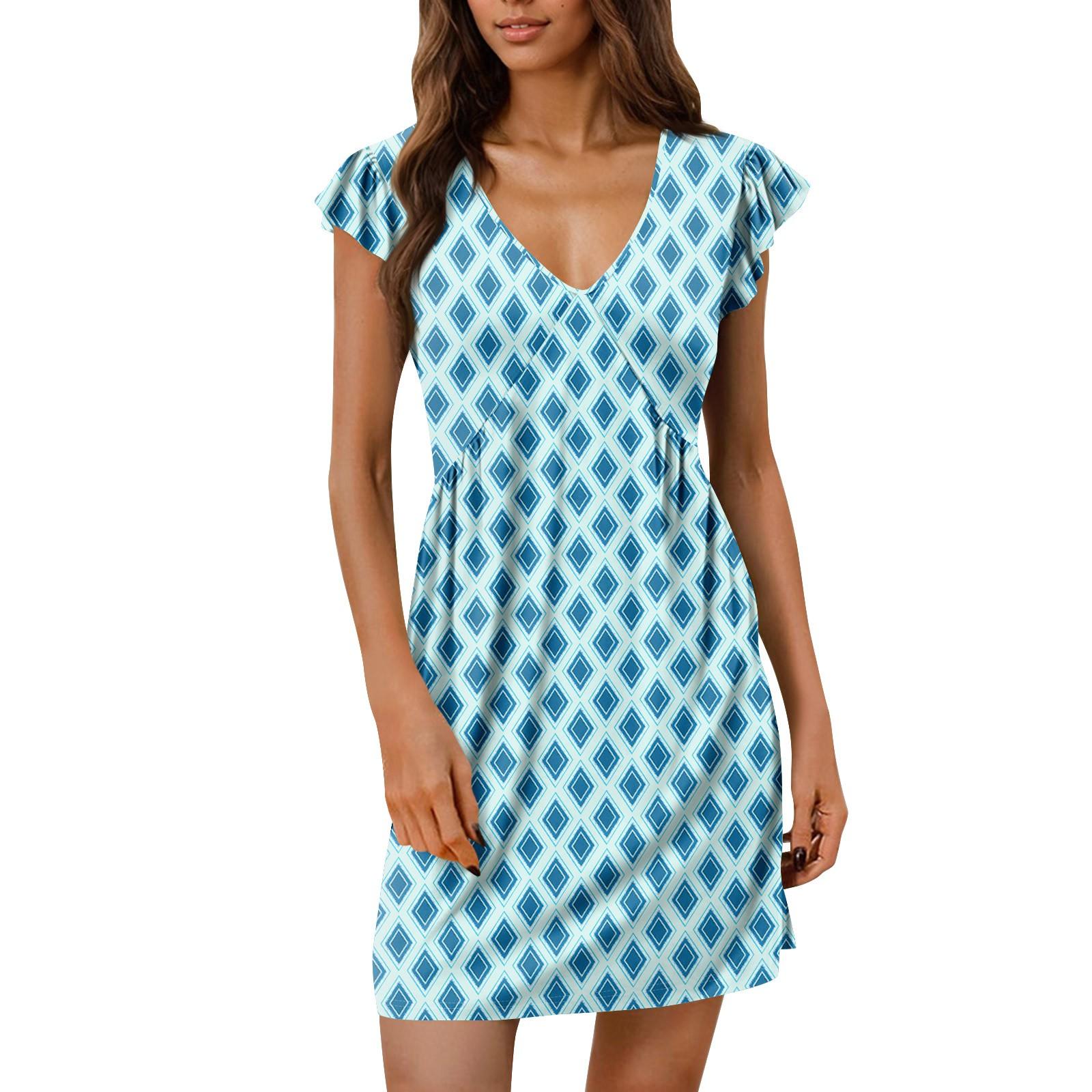 

Жіноча літня сукня вільна з V-подібним вирізом без рукавів сарафан сукня з кишенями XXL