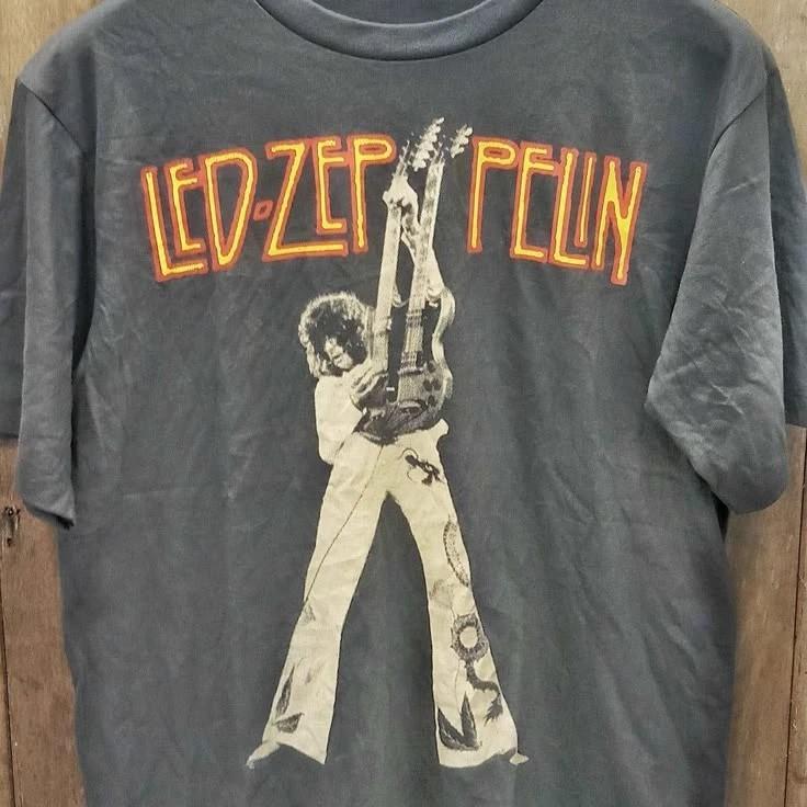Retro Jimmy Page Double Neck Guitar Charcoal Unisex T-Shirt S-5XL Unisex T-Shirt XXL