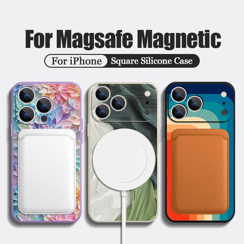 Magnetic For Magsafe Case For iPhone 17 Pro Max Rainbow Flowers Print Soft Silicone Phone Back Cover For iPhone 16 15 14 13 Pro Max 16e 17e