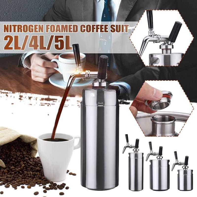 2L/4L/5L Stainless Steel Foam Maker Foamer Camping Home Cafe Nitrogen Foamed Coffee Machine Coffee Pot Stainless Steel Coffee Maker
