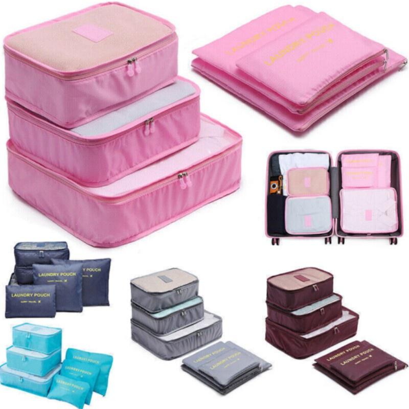 Qx Oxford Cloth Travel Storage Bag Suitcase Set Of 6 For Clothes And Underwear