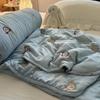 Blue Thin Quilt Soft Summer Air-Conditioned Four Seasons Comforter With Embroidery Machine Washable Single Queen Size Blanket